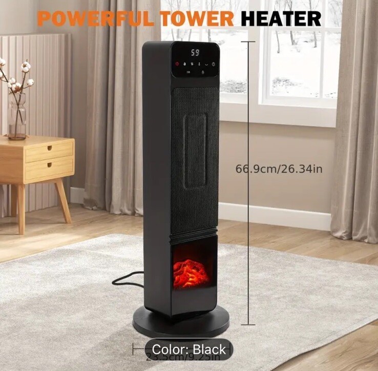 ANTONIA Oscillating Space Heater, 1500W, Digital Tower, 4 Heat Settings