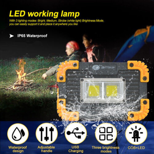 2PCS USB Rechargeable COB LED Work Light Lamp Floodlight Camping Emergency Torch - Picture 12 of 12