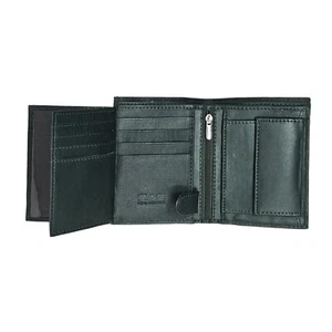 Mens RFID Blocking Soft Leather Wallet, ID Window, Zip And Coin Pocket 503 Green