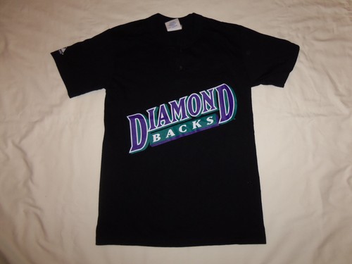MLB Arizona Diamondbacks Baseball Black Henley Graphic Print T Shirt - Youth L - Picture 2 of 2