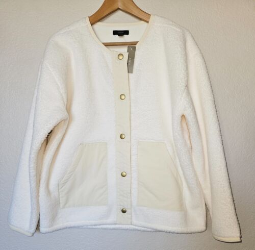 NWT J.Crew Teddy Sherpa Lady Jacket Size Medium Ivory Fleece - Picture 3 of 10