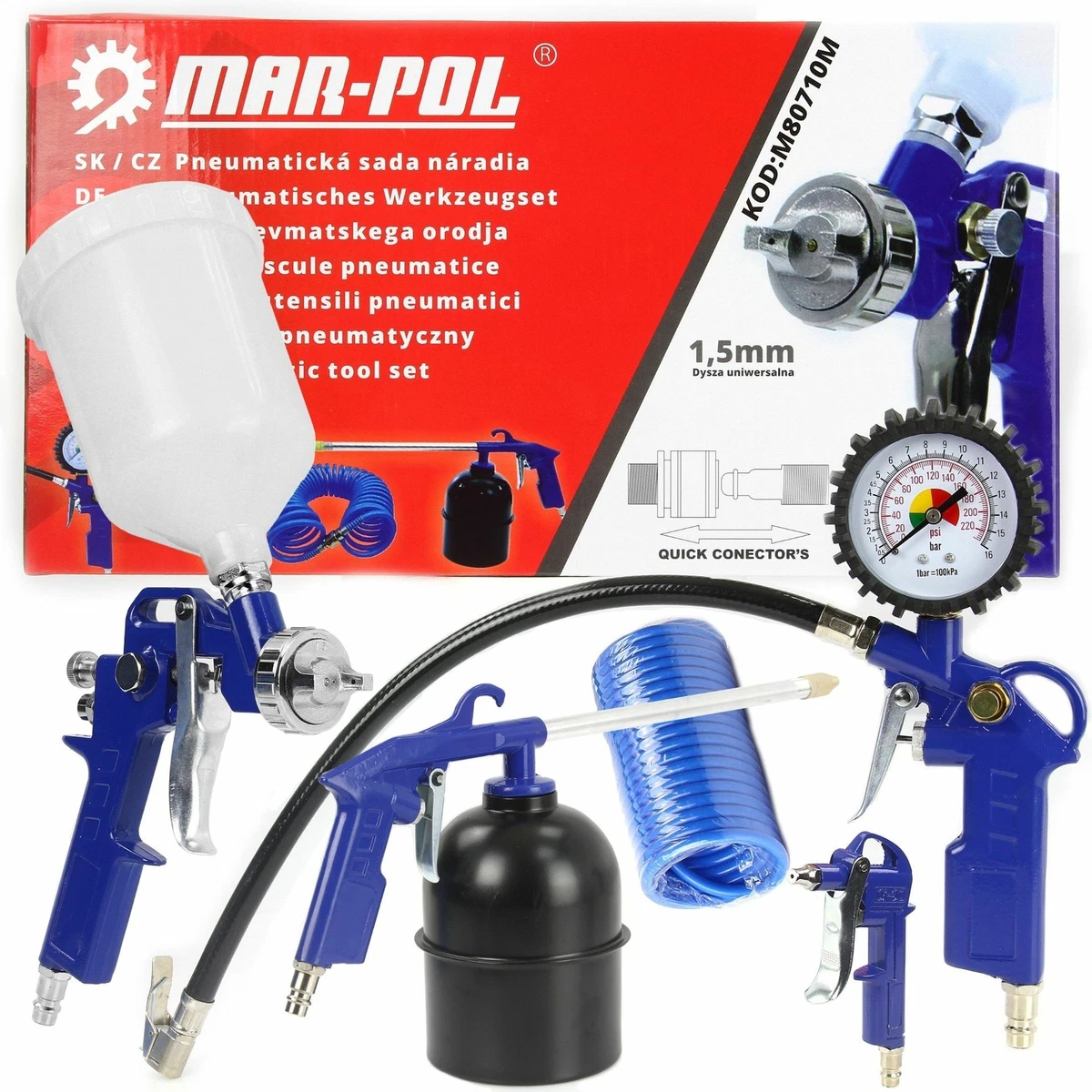 Wiltec Kit accessori per compressore aria 13pz con pistole a spruzzo