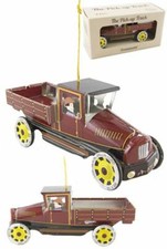 Maroon Pickup Truck Ornament Tin Toy