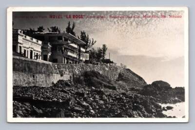 Hotel La Roca MAZATLAN Mexico RPPC Antique Advertising Photo Postcard ~1950s