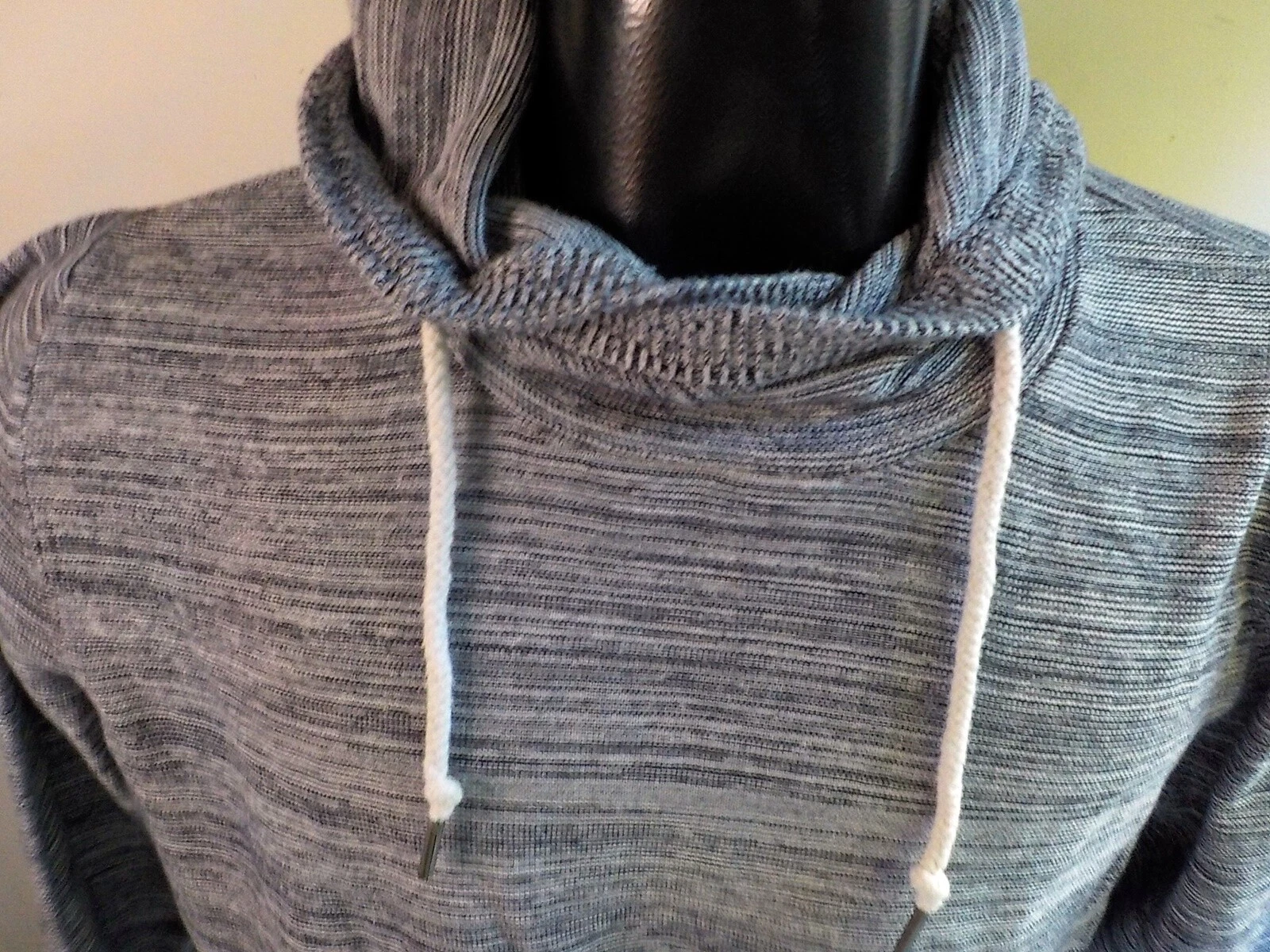 OFF WHITE EDC co Pullover Felpa con Cappuccio 2 Toni Tasca Canguro Cotone TG. LG Nero Avorio