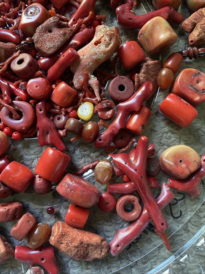 Lot Of Antique Coral Beads Raw Branch Round - Image 2 of 4