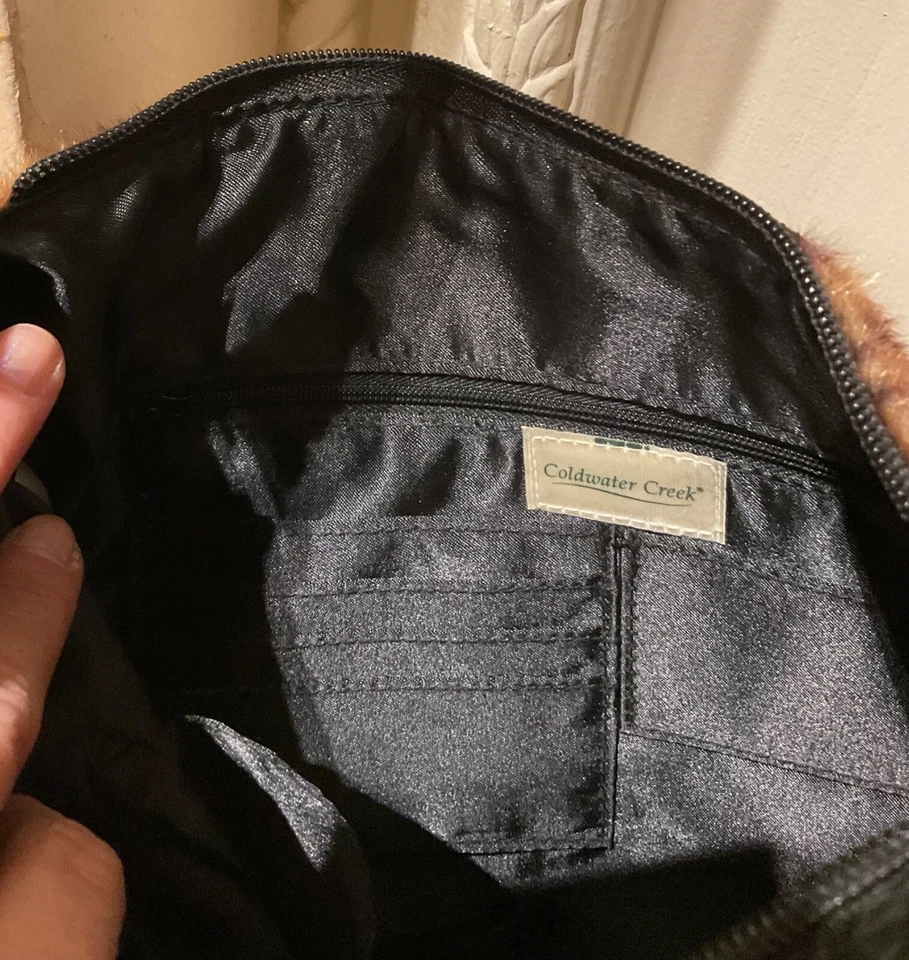 Coldwater Creek Leopard Print Faux Fur Shoulder Bag Faux Crocodile Purse Handbag - Image 3 of 4