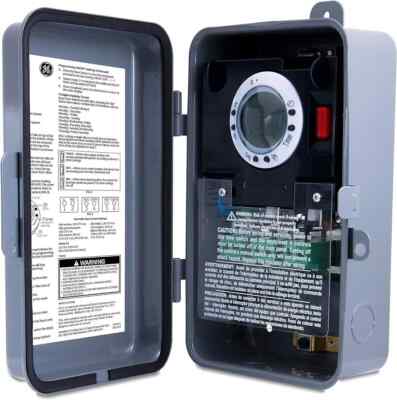 GE Heavy-Duty 7-Day Digital Metal Box Timer, Outdoor 7 Day 7 on/off per Day, 465