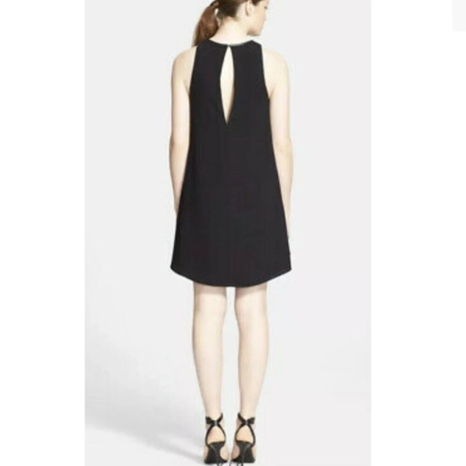 NUEVO CON ETIQUETAS VESTIDO T ALEXANDER WANG CREPÉ MATE CRUDO Cuero Borde alrededor del cuello Talla 8 Foto 2 de 4