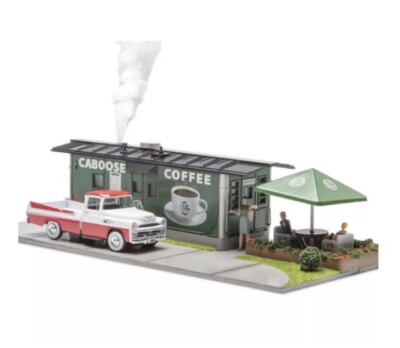MENARDS O Gauge COFFEE SHOP CABOOSE W/OPERATING SMOKE - Dodge Truck