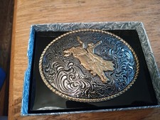 New crumrine belt buckle bull riding