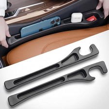 2 Pack Car Seat Gap Filler PU Leather Organizer Anti Drop Pocket Universal Black