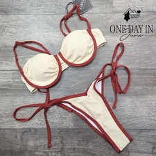 Zaful Ribbed Underwire Tie Side Bikini Swimsuit Size S