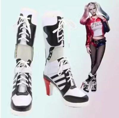 Harley Quinn Cosplay Longf PU shoes Boots Halloween Party Costume Accessory