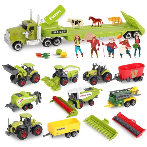 Farm Toys Realistic Tractor Vehicle Playset, Diecast Car Set Educational Mini...