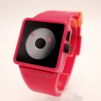Nixon Newton Red Square 38mm Watch Blue Backlight Silicone Strap w New Battery
