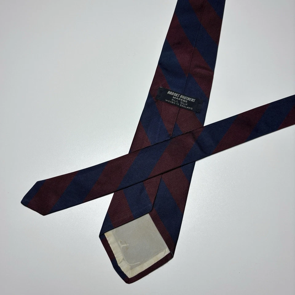 Corbata Brooks Brothers Silk Makers & Merchants roja azul marino a rayas para hombre de colección Foto 3 de 4