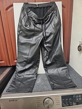 Vera Wang Womens  ImmItation Black Leather Pants Size LARGE SPANDEX POLYESTER