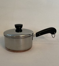 Vintage Revere Ware Miniature Pot  Lid Copper Bottom Stainless Childs Toy