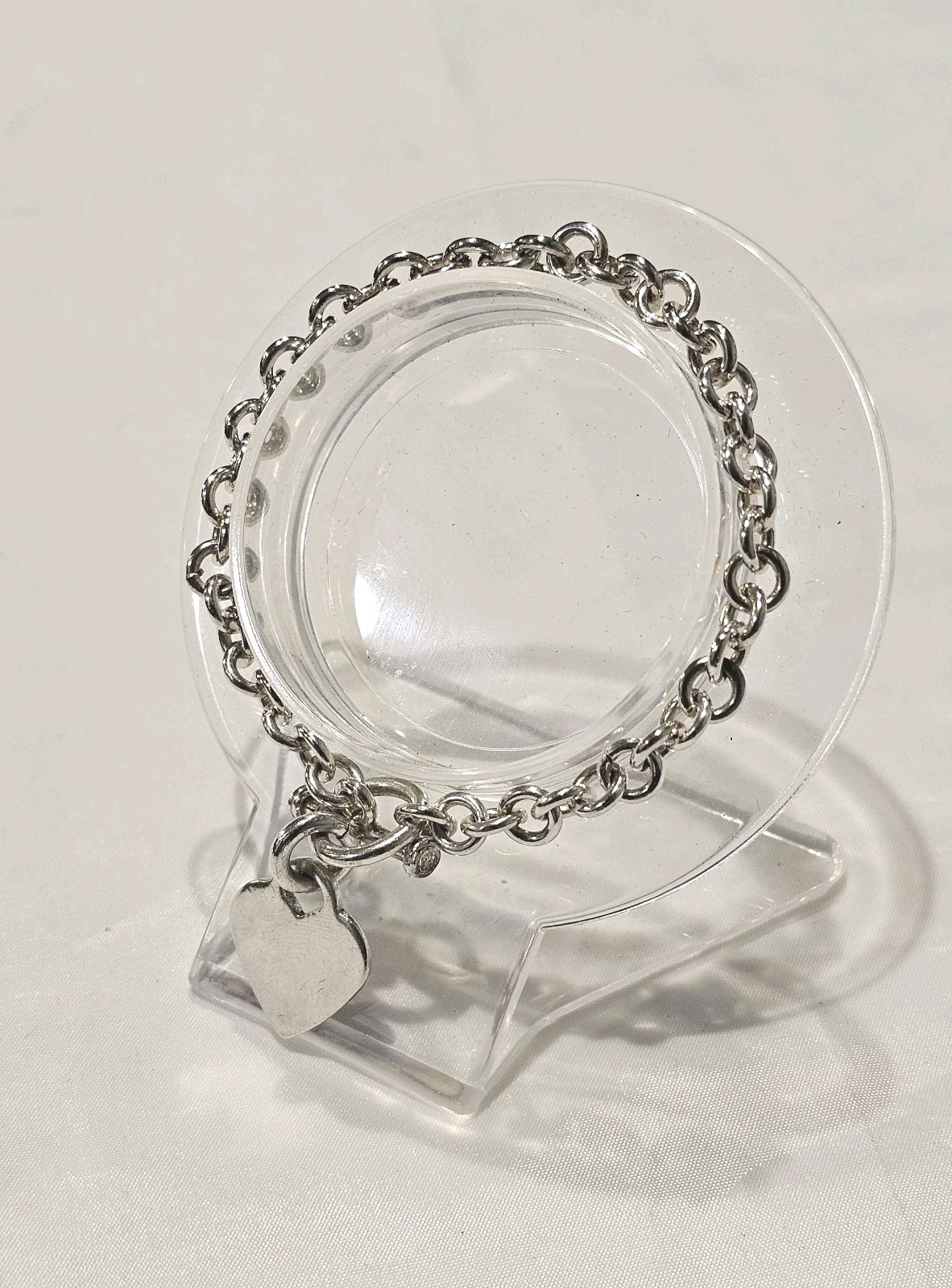 Solid 925 Sterling Silver Heart Toggle Link Brace… - image 5