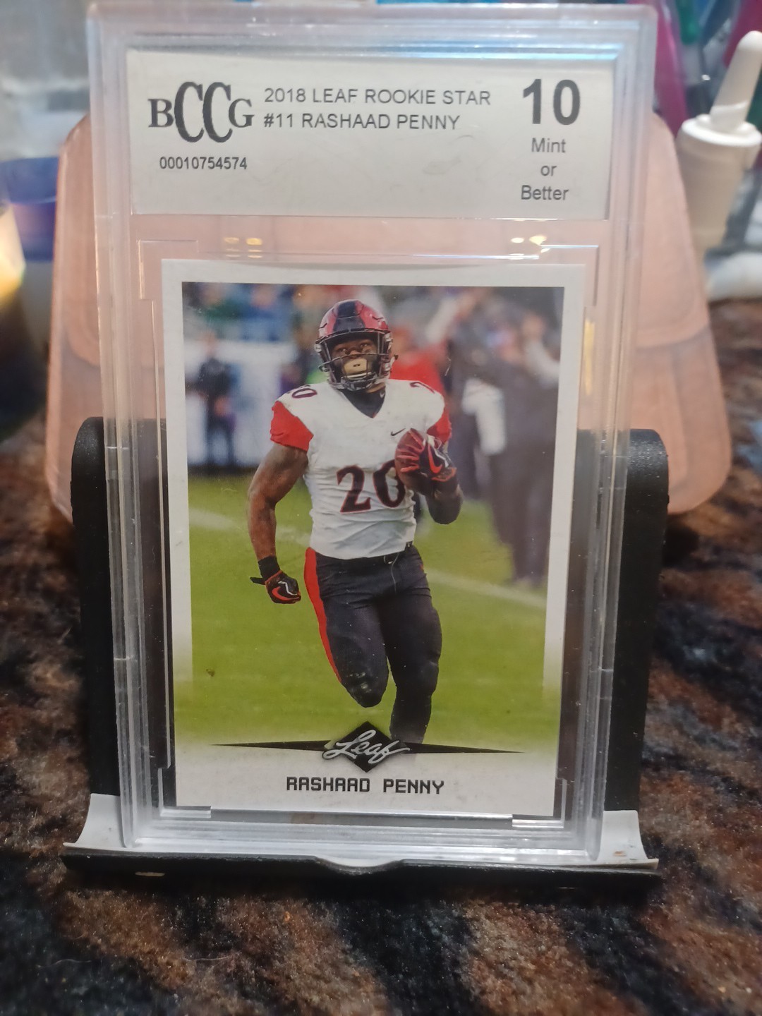 2018 Leaf ROOKIE STAR RC Rashaad Penny #11 BCCG 10 MINT Seahawks Eagles