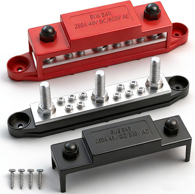 250A Power Distribution Block, 12V Bus Bar Marine 5/16'' Stud, Busbars 12 Volt DC