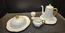 Shelley Bone China REGENCY Breakfast Set 6 pc Teapot Egg Cup Creamer Muffin Dish