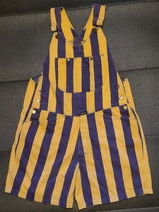 Vintage Marithe Francois Girbaud Woman's Striped Jean Short Overalls Medium