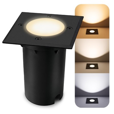 KALPA Bodenstrahler schwarz IP67 LED GU10 Licht 6W drei Lichtmodi Gartenlampe