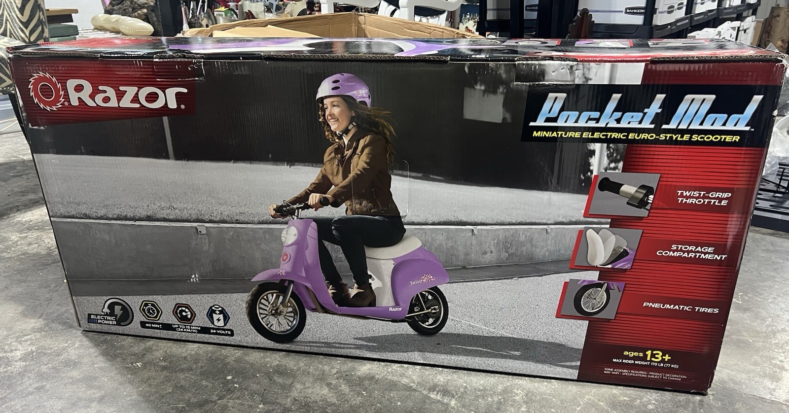 Razor Pocket Mod Miniature Euro-Style Electric Scooter - Betty Purple
