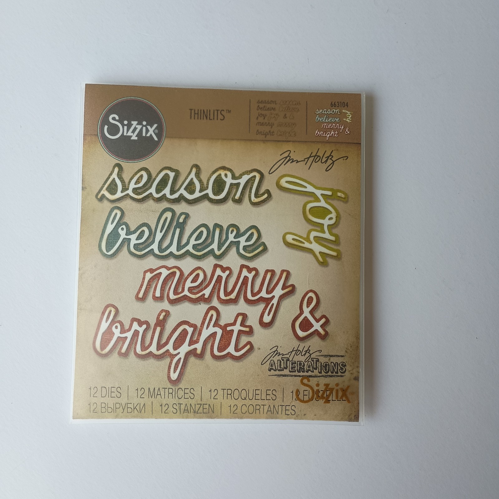 Sizzix Thinlits Die Set Shadow Script Christmas Tim Holtz 12 Dies 663104 Rare