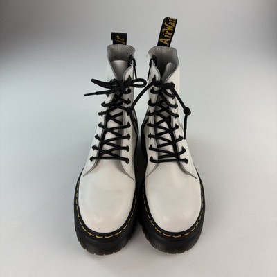 Dr. Martens Jadon Women s Size 8 White Smooth Leather Platform Boots 