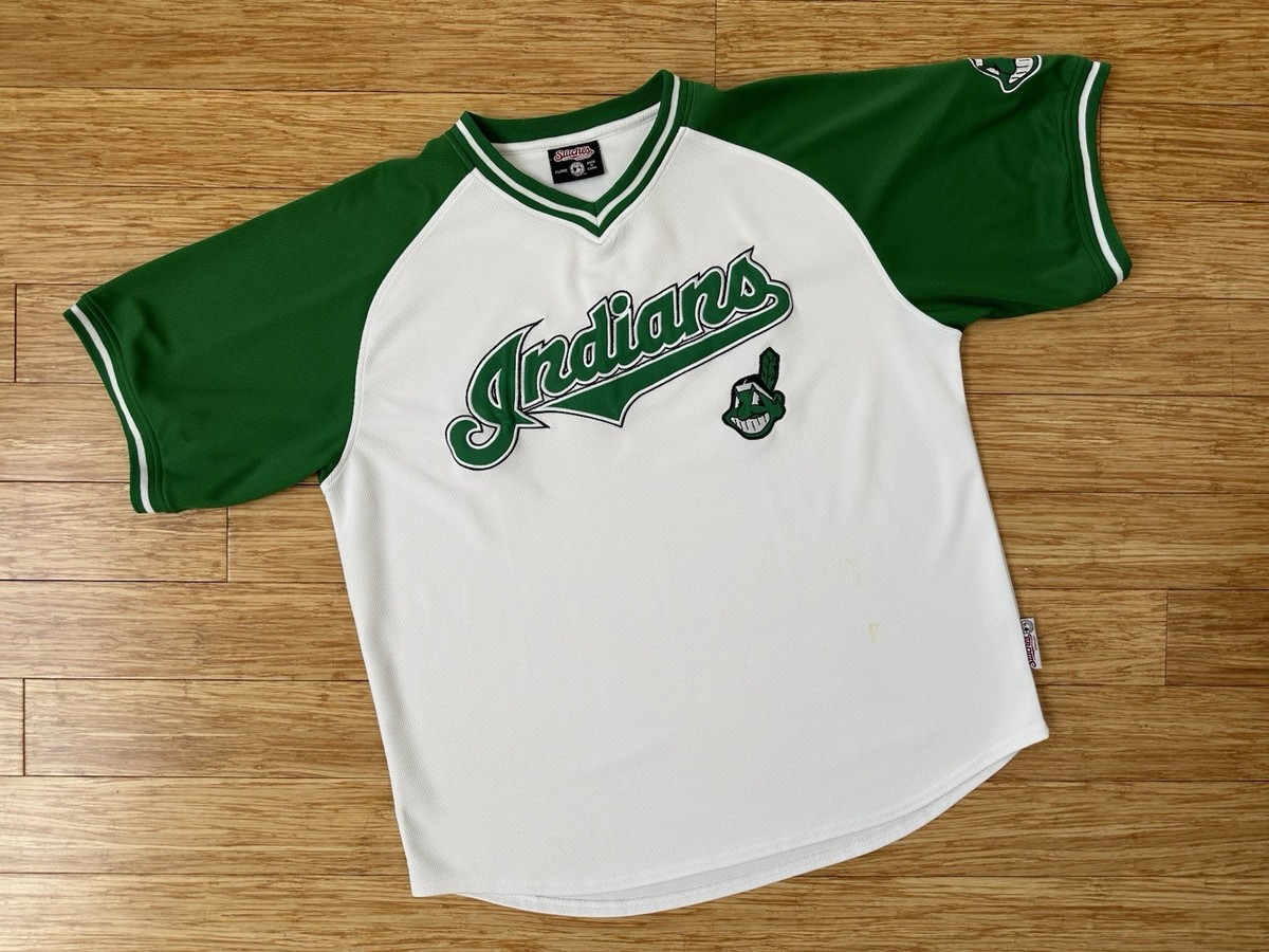 Vintage Cleveland Indians Baseball Green Jersey XL Chief Wahoo 90s
