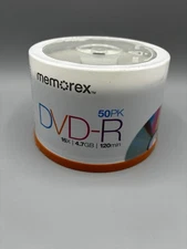 Memorex 50 Pack DVD-R 16X Blank 4.7GB 120 Min Recordable - New/Sealed 