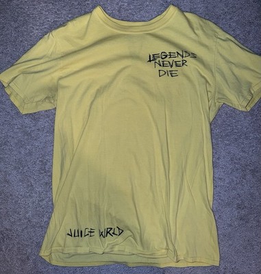 Vlone Juice WRLD Legends Never Die 999 Yellow Black Orange T-Shirt Size Large