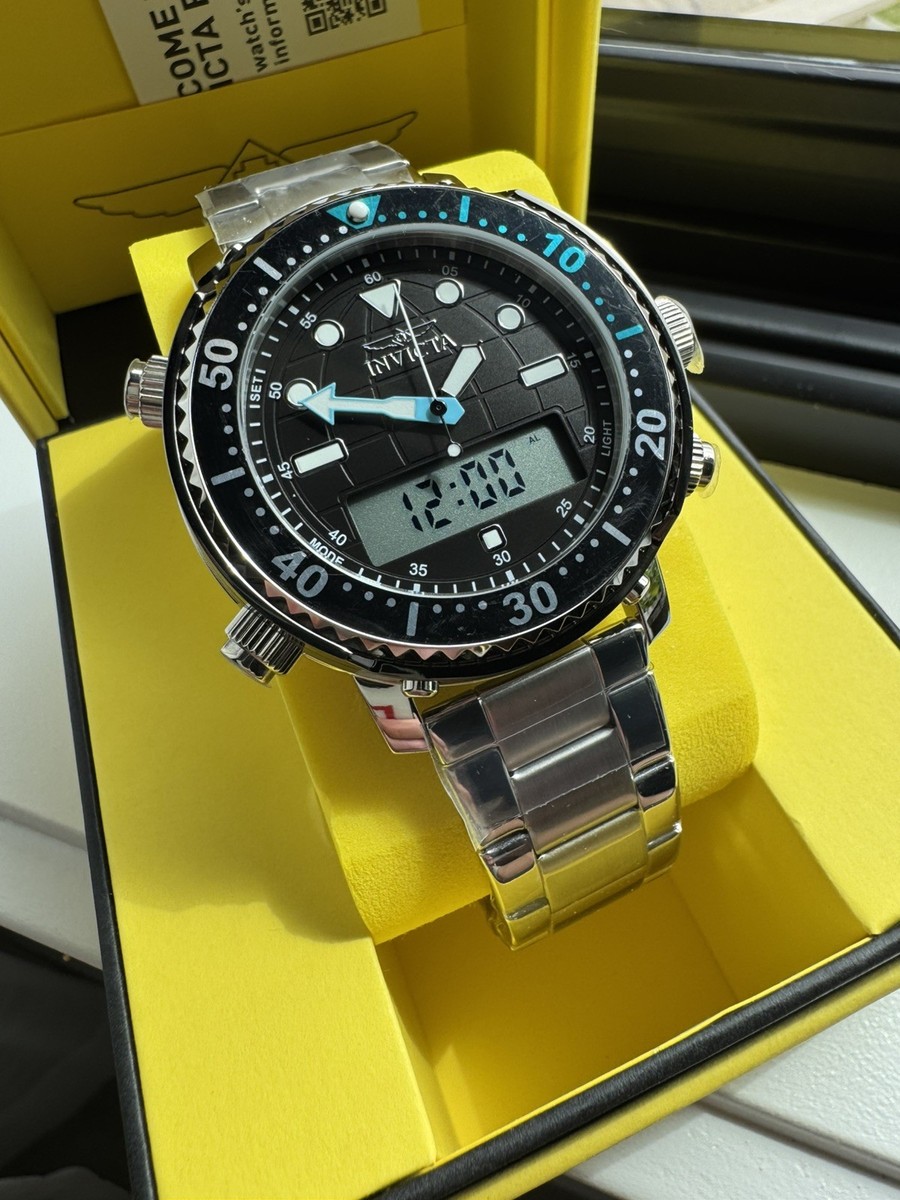 Invicta Pro Diver DigiQuartz Men's Watch - 46.5mm, Silver/Black