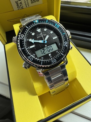 Invicta Pro Diver DigiQuartz Men's Watch - 46.5mm, Silver/Black 48370 New!