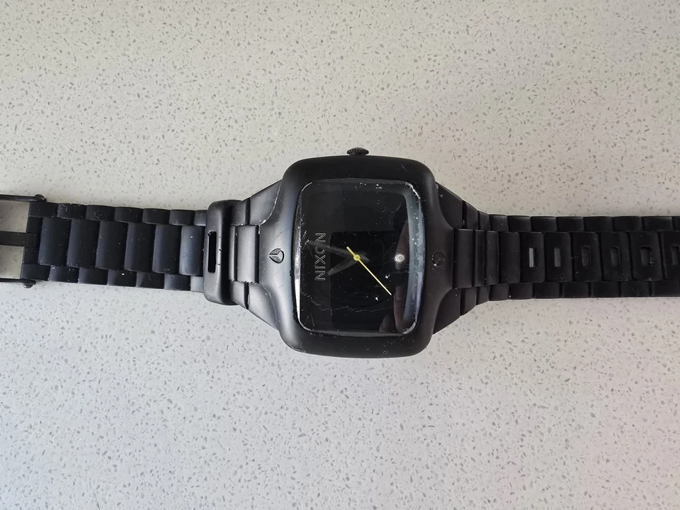 NIXON The Rubber Player Watch All Black. Yellow Hand Edition. Real Diamond - image 3 of 4