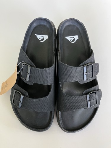 Neu Quiksilver Surf Company Deck schwarze Slipper Sandalen Herren Größe 10