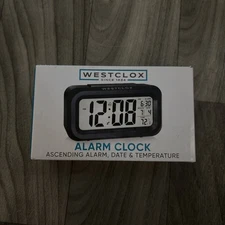Westclox Digital Alarm Clock Day/Date Display and LED Backlight Black OPEN BOX