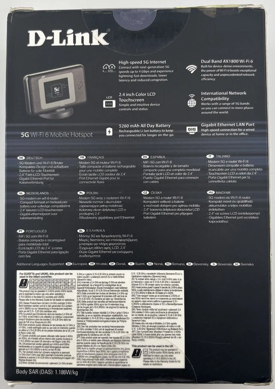 D-LINK DWR-2101 AX1800 5G WI-FI 6 MOBILE HOTSPOT - Image 2 of 3