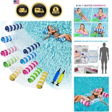 5 Pack Upgrated XL Water Pool Floats, 4-in-1 Hammock, Saddle, Lounge Chair, D...