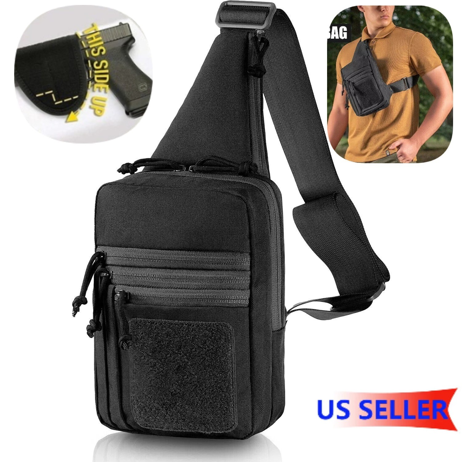 Tactical Gun Bag Pistol Holster Concealed Carry Chest Crossbody Pack Handgun Bag