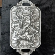 Vintage John Wright 1984 Zoo Animal Puzzle Cast Iron Mold Baking Pan Cookies