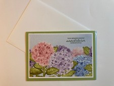 Grußkarte Geburtstag Hortensien + Umschlag 100% Handarbeit Stampin Up