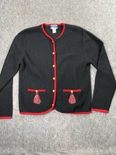 VTG Pendleton 100 Virgin Wool Black Embroidered Tassels Jacket Women s Sz Small