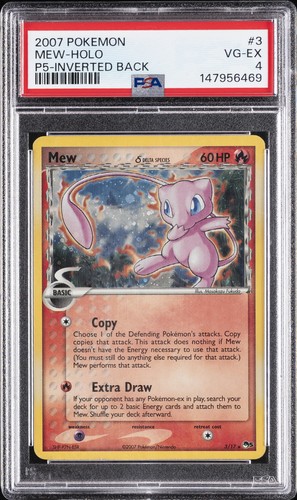 2007 POKEMON POP SERIES 5 INVERTED BACK MEW-HOLO #3 PSA 4
