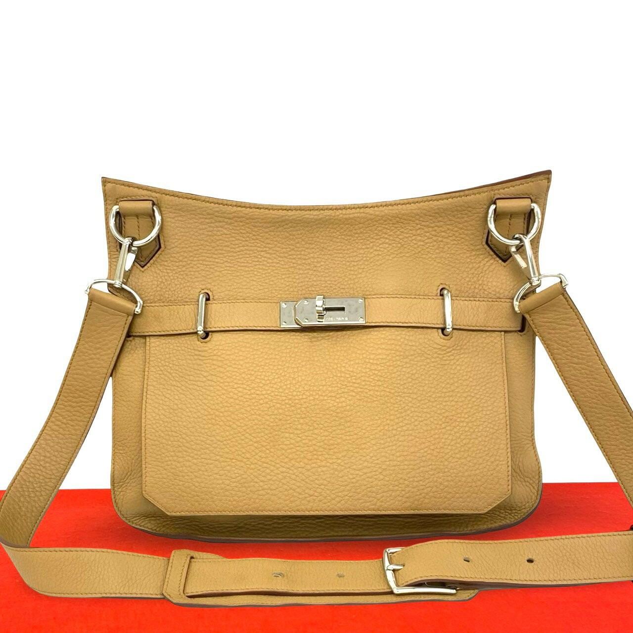 Hermes Jypsiere 34 Shoulder Bag Taurillon Clemence Leather Tabac Camel Beige 99