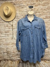 Gap Long Sleeve Blue Denim Shirt Tunic Dress Women’s XL - NWT