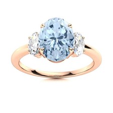 Throat Chakra Aquamarine Stone 925 Sterling Silver Three-Stone Ring Jewelry
